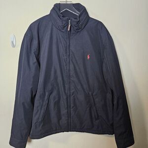 Polo by Ralph Lauren Nylon Windbreaker Lined Hood Full Zip Jacket Men's Blue Siz